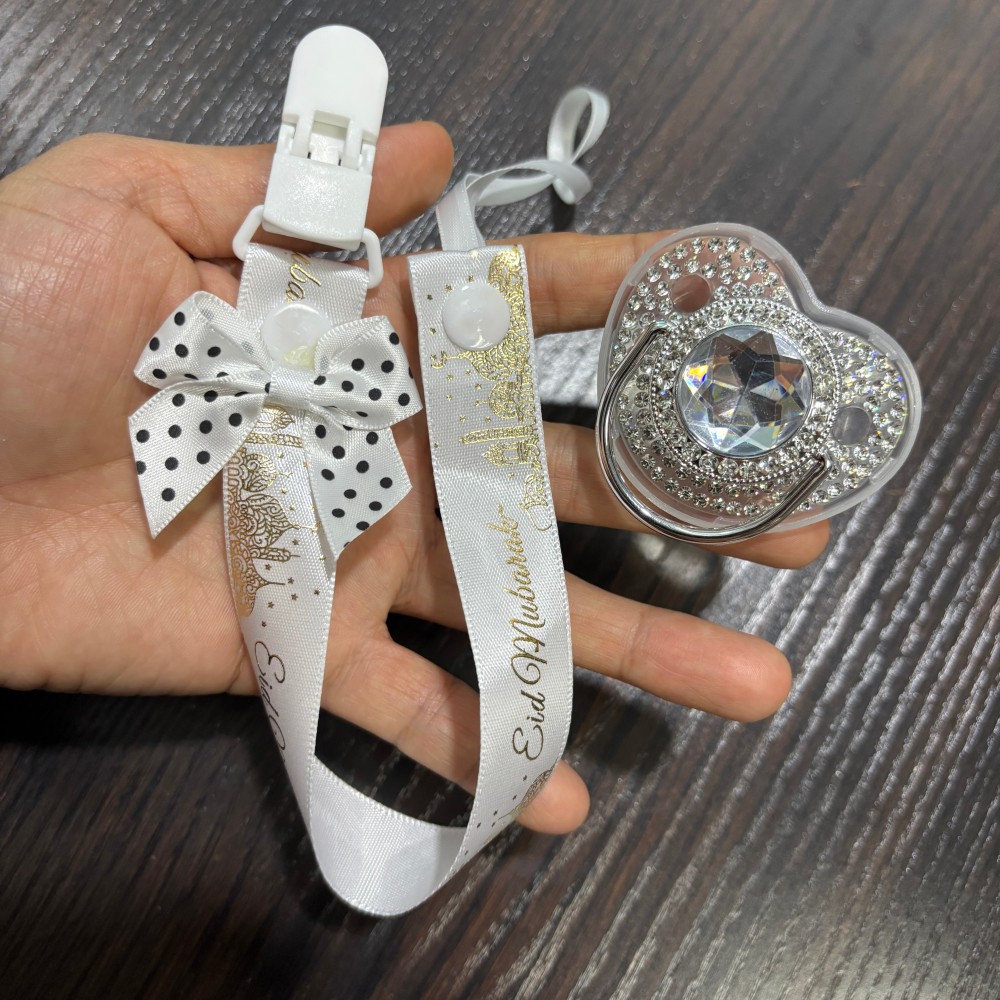 Baby Products Kit Set - Ciuccio e Portaciuccio Dorati Scintillanti per